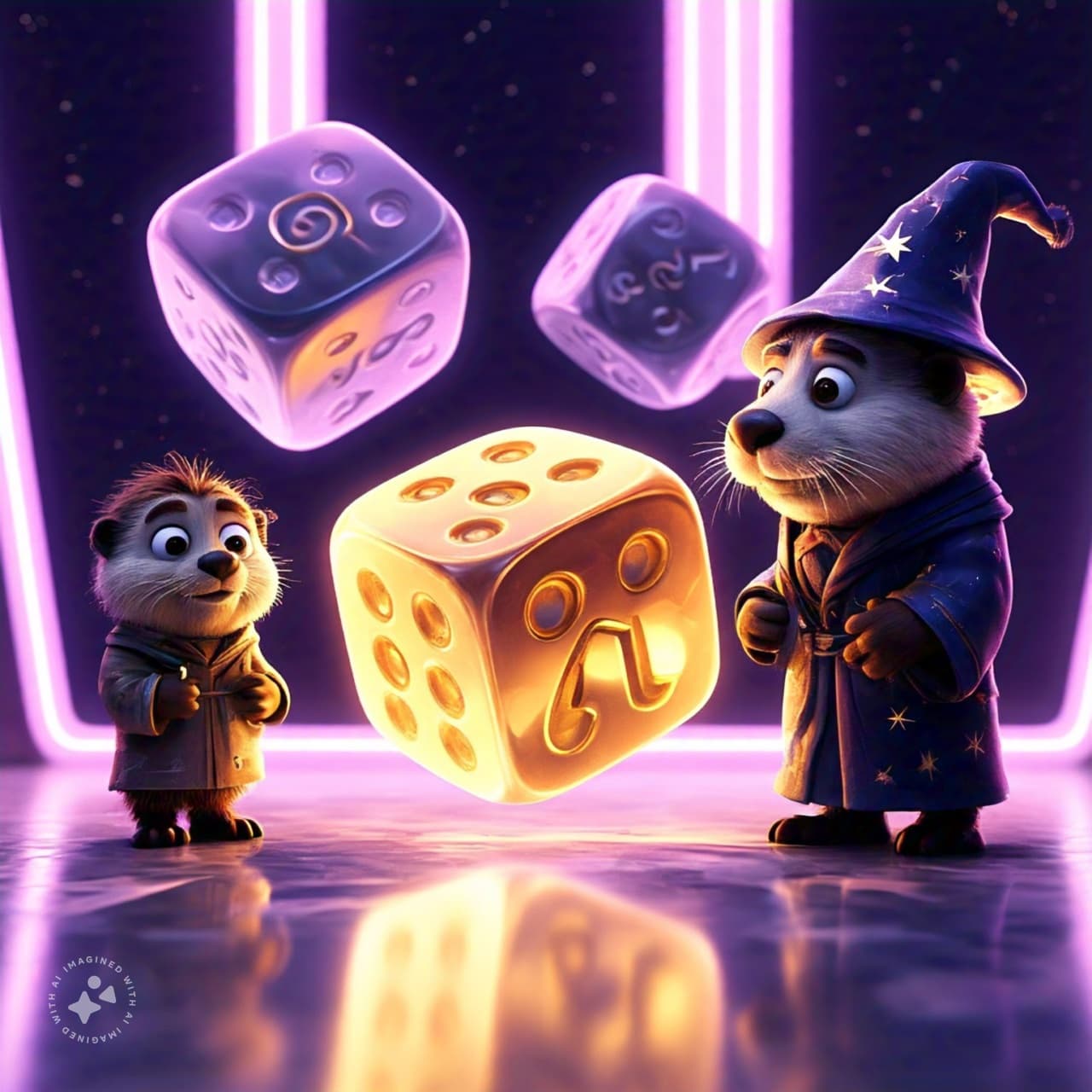 Three dice illustrating the lowest roll problem